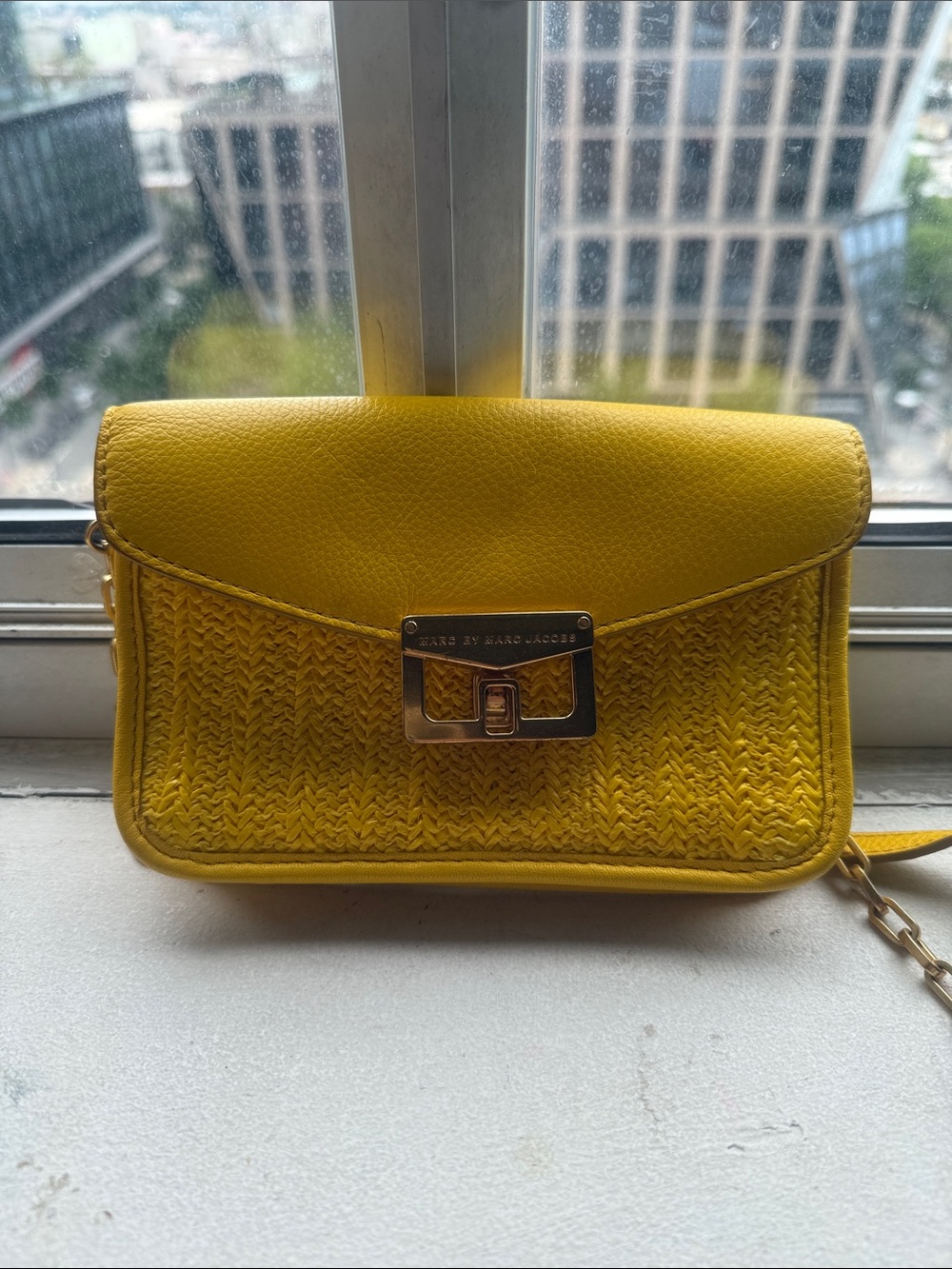 Marc by Marc Jacobs Yellow Woven Leather Crossbody with Gold Hardware - Picture 3 of 14